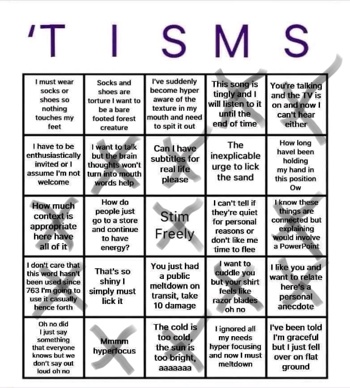 Autism bingo card